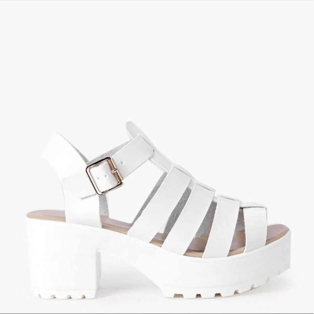 KOI WHITE CHUNK SANDAL VEGAN SIZE 8